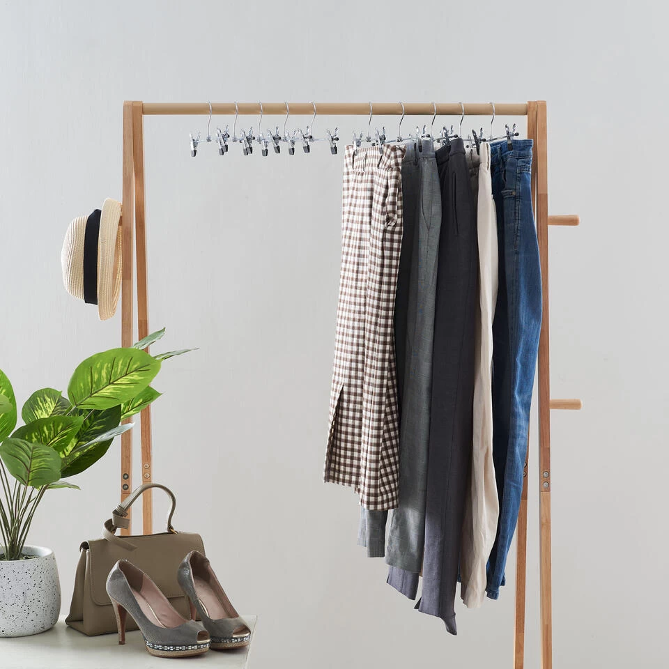 ACAZA 20 Stuks Broekhangers Met Knijpers, 30cm, Verstelbaar, Zilver En Zwart - Afbeelding 2