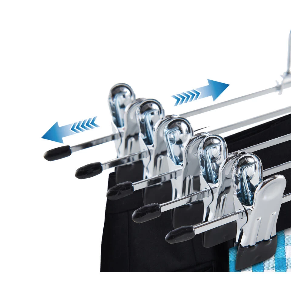 ACAZA 20 Stuks Broekhangers Met Knijpers, 30cm, Verstelbaar, Zilver En Zwart - Afbeelding 4