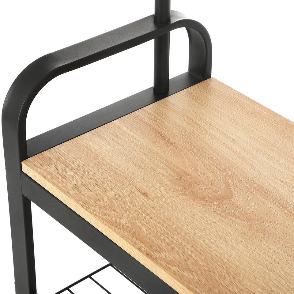 ACAZA Garderoberek In Lichte Eik Kleur Met Kapstok, Schoenenrek En Bankje - Afbeelding 3