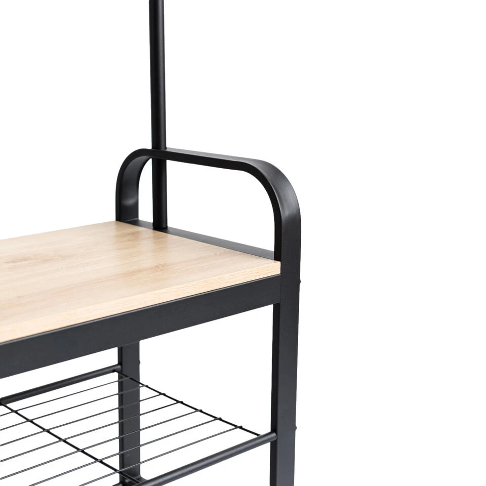 ACAZA Garderoberek In Lichte Eik Kleur Met Kapstok, Schoenenrek En Bankje - Afbeelding 4