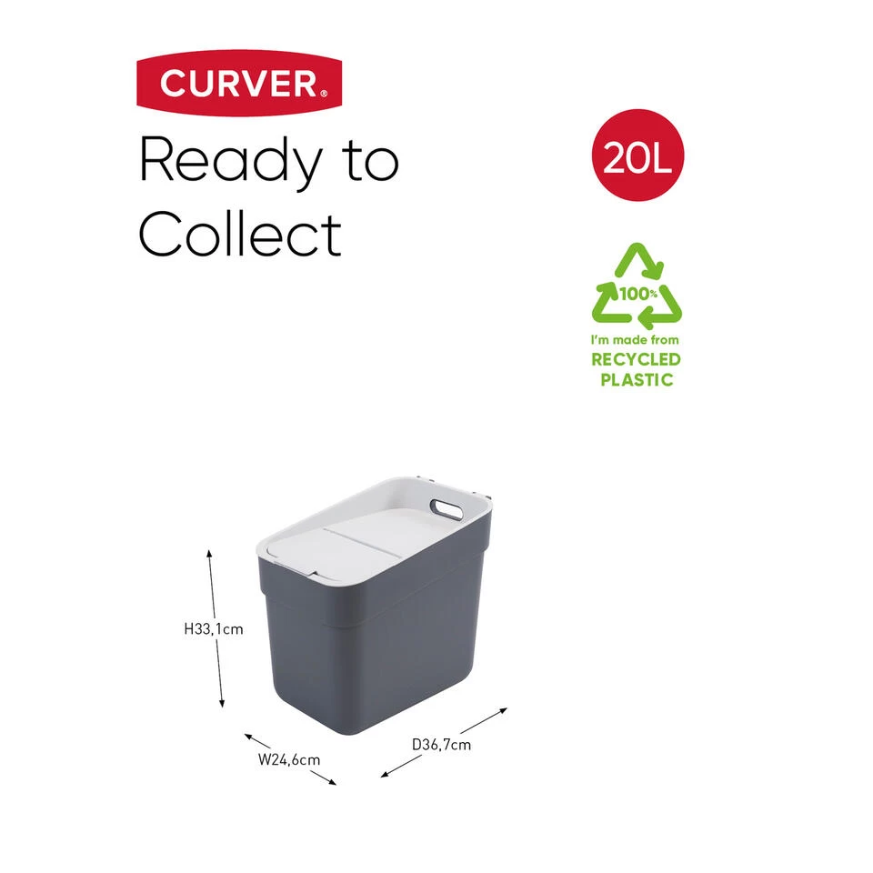 Curver Ready To Collect Prullenbak 20L - Donkergrijs - Afbeelding 2