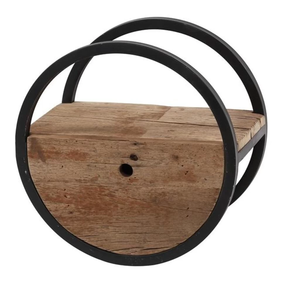 Industrieel Rond Wandrek Hout En Metaal Liv 40 Cm 25x40x40 Cm Hardhout