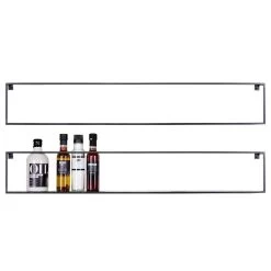 WOOOD Meert Wandplank 100 Cm - Metaal - Zwart - Set Van 2