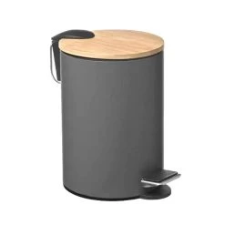 Orange85 Pedaalemmer Prullenbak Grijs 3 Liter Bamboe En Metaal