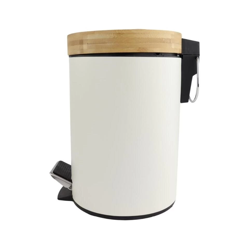 Orange85 Pedaalemmer Prullenbak Wit 3 Liter Bamboe - Afbeelding 4