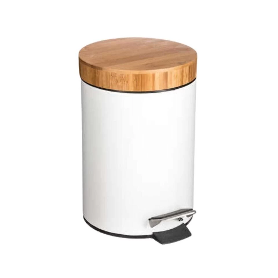 Orange85 Pedaalemmer Prullenbak Wit 3 Liter Bamboe