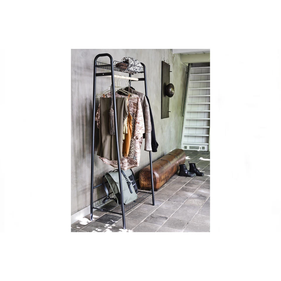 WOOOD Jovi Kledingrek - Metaal - Zwart - 167x70x41 - Afbeelding 4