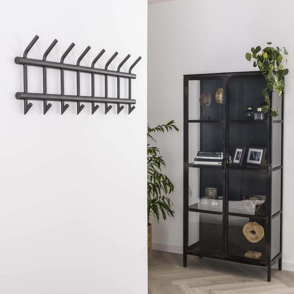 Giga Meubel Wandkapstok 8-Haaks - Donkergrijs - Mat - Ronde Buis - Afbeelding 2