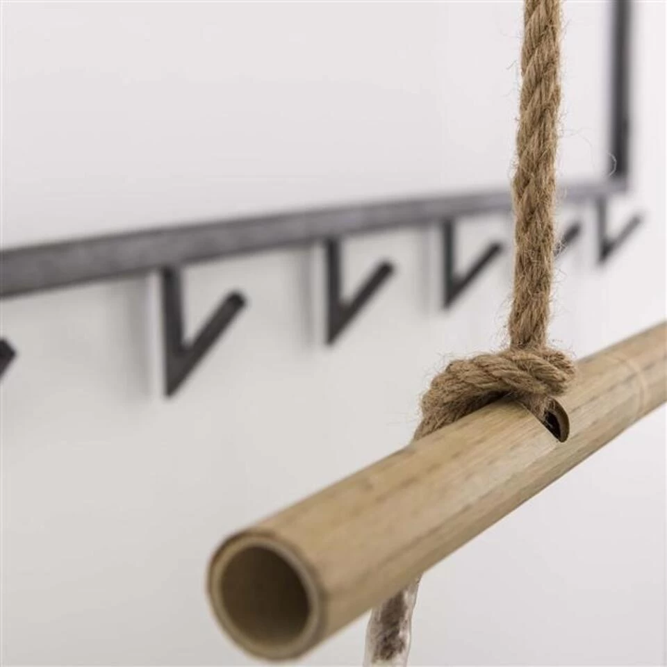 Industriële Kapstok Bobby Hoedenplank 6 Haaks - 32x120x39 Cm - Metaal - Grijs - Afbeelding 3