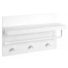Furnihaus Wandkapstok Wit Met Hoedenplank, 3 Hangers En Garderobestang, Afm. 60