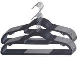ACAZA Kunststof Kledinghangers - Antislip - Met Broeklat Of Roklat - Zwart