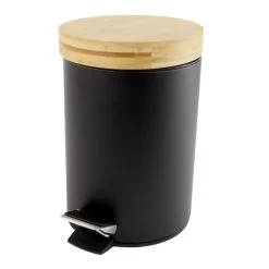 Orange85 Pedaalemmer Prullenbak 3L Zwart 17x17x25 Cm Metaal En Bamboe