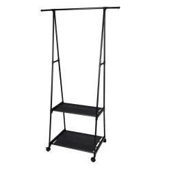 Storage Solutions Kledingrek Met Planken - Metaal - Wielen - Zwart 85x45x157cm