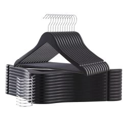 ACAZA Kledinghangers - Massief Hout - 30 Stuks - Zwart
