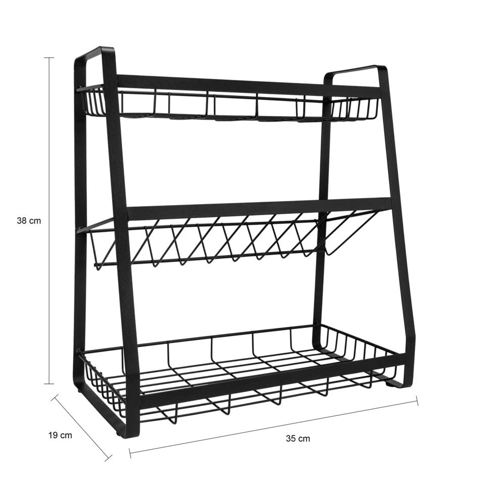 QUVIO Kruidenrek Metaal Met 3 Planken - Zwart - Afbeelding 3