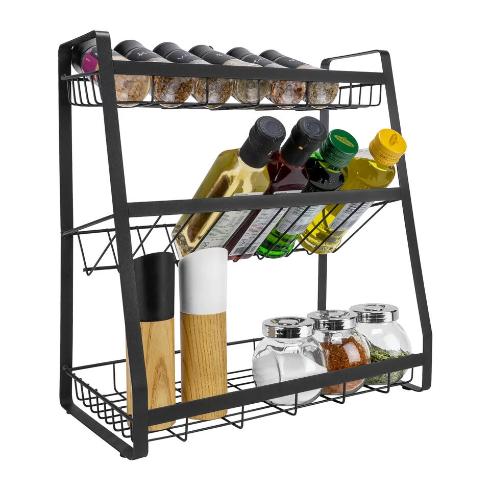QUVIO Kruidenrek Metaal Met 3 Planken - Zwart