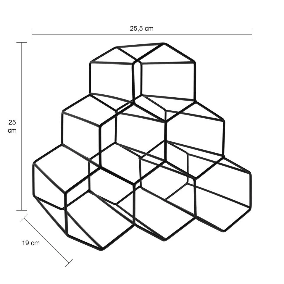 QUVIO Wijnrek Voor 6 Flessen Metaal - Zwart - Afbeelding 3