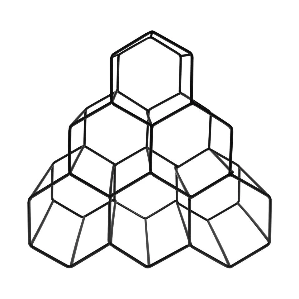 QUVIO Wijnrek Voor 6 Flessen Metaal - Zwart - Afbeelding 4