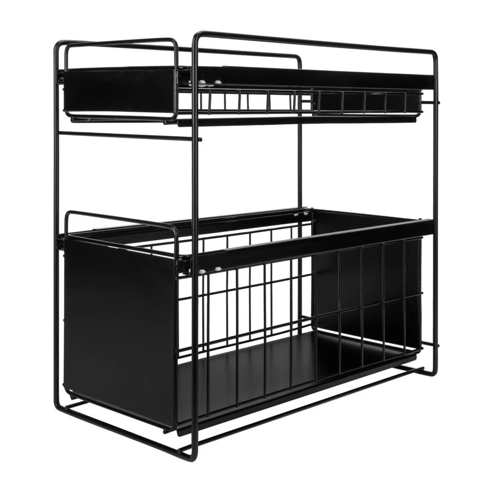 QUVIO Kruidenrek Metaal Met 2 Lades - Zwart - Afbeelding 3