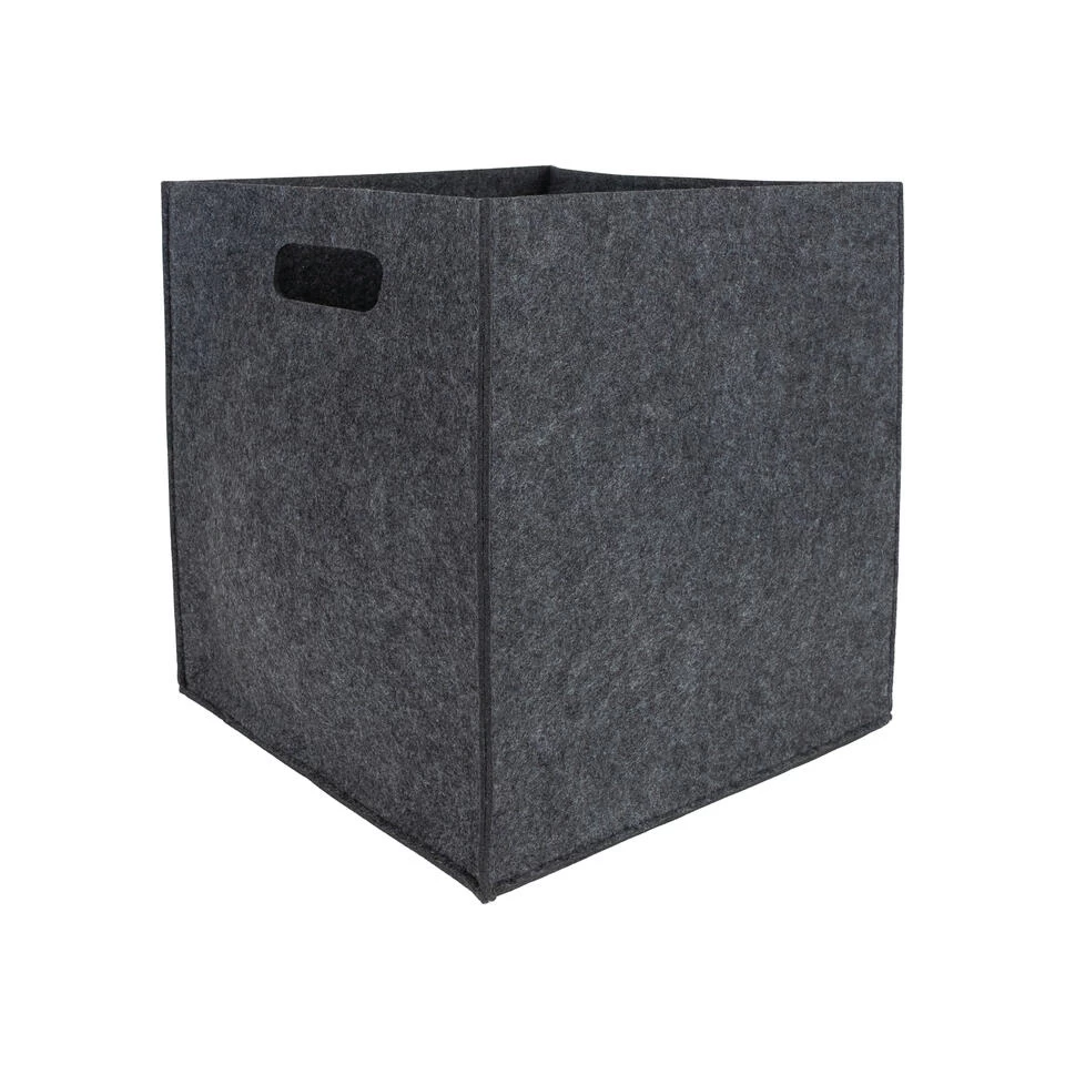 QUVIO Opbergbak Vilt Vierkant - Grijs - Afbeelding 3