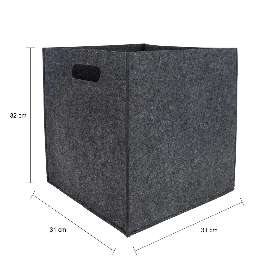 QUVIO Opbergbak Vilt Vierkant - Grijs - Afbeelding 4