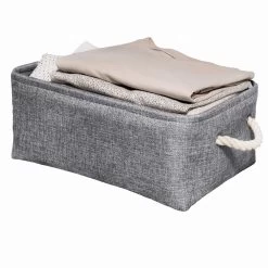 QUVIO Opbergmand Met Handvaten Van Touw - Grijs