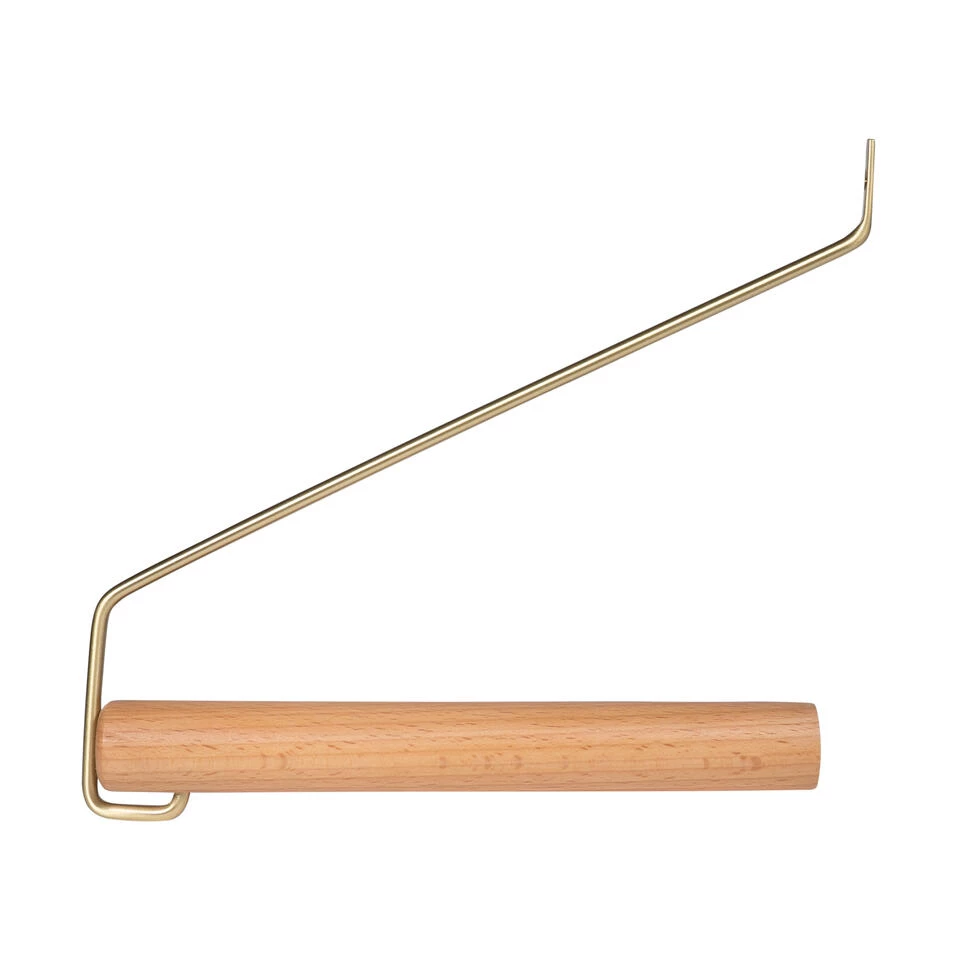 QUVIO Wandhaak Met Hout En Metaal - Goud + Lichthout - Afbeelding 2