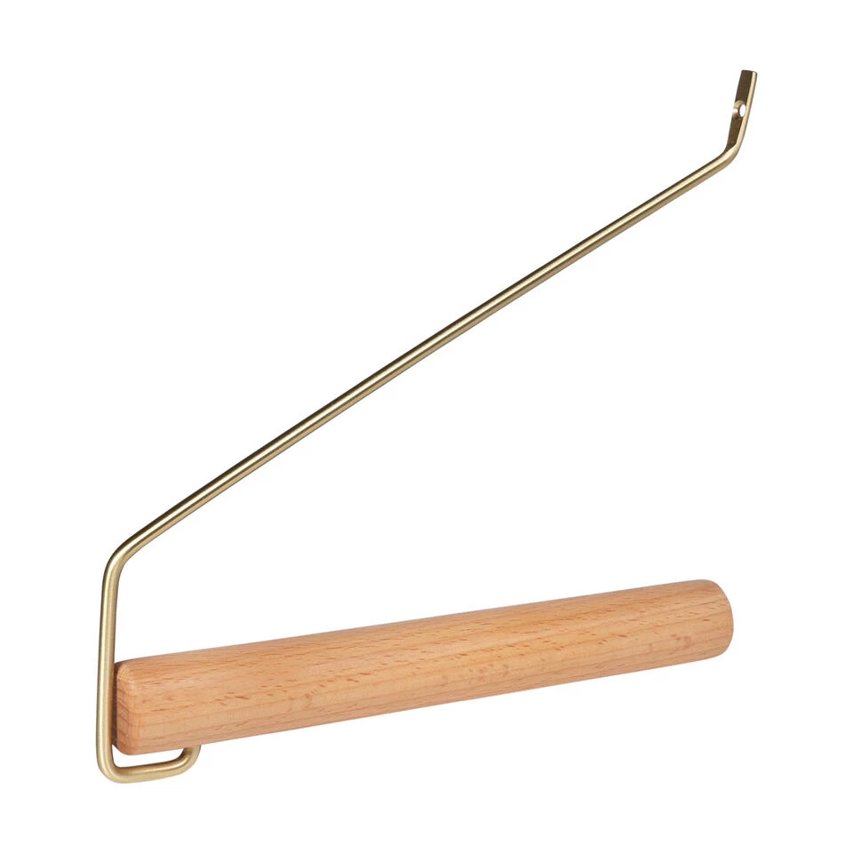 QUVIO Wandhaak Met Hout En Metaal - Goud + Lichthout