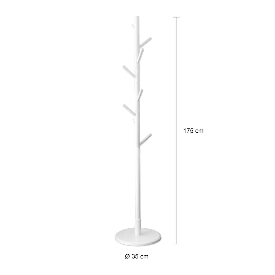 QUVIO Staande Kapstok Hout Wit - Afbeelding 2