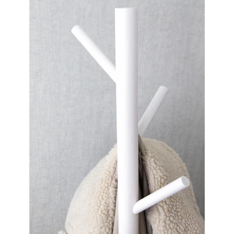 QUVIO Staande Kapstok Hout Wit - Afbeelding 3