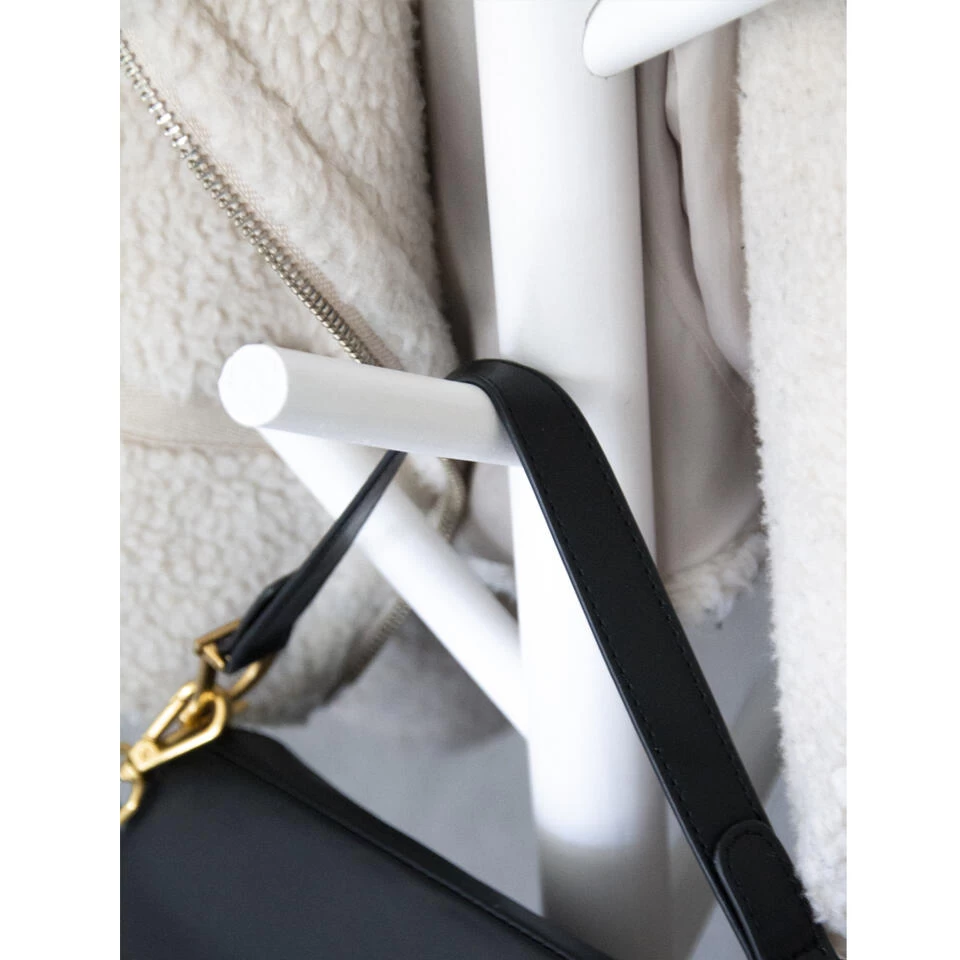 QUVIO Staande Kapstok Hout Wit - Afbeelding 4