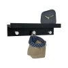 QUVIO Wand Kapstok Hout Met Plank + 3 Haken - Zwart/Zilver