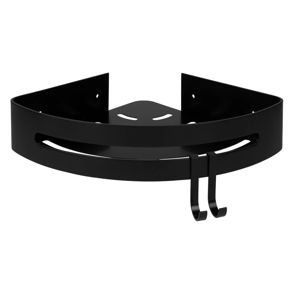 QUVIO Badkamer Plankje Voor In Een Hoek Aluminium - Zwart - Afbeelding 2