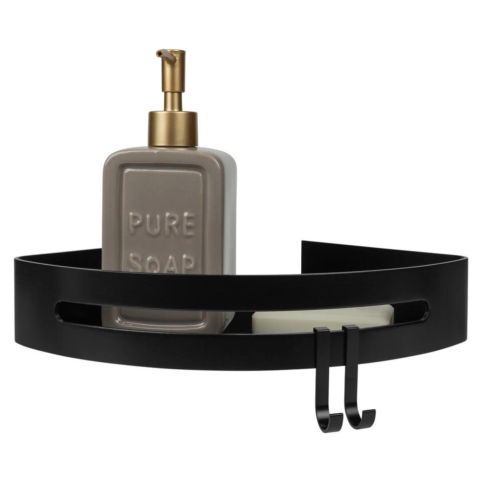 QUVIO Badkamer Plankje Voor In Een Hoek Aluminium - Zwart