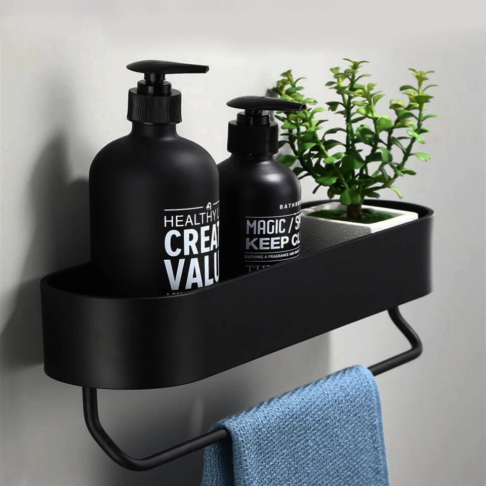 QUVIO Badkamer / Keuken Rekje Met Opbergvak - Zwart - Afbeelding 3