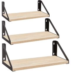 ACAZA Set Van 3 Wandplanken - 30, 35 En 40 Cm Lang - Licht Bruin