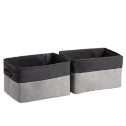 ACAZA Set Van 2 Stoffen Opbergmanden - 37x22x27 Cm - Grijs En Zwart