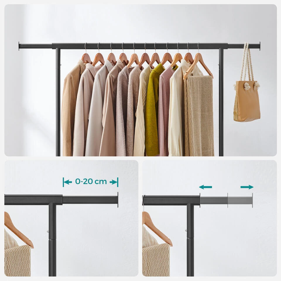 O'DADDY® Kledingrek Op 4 Grote Wielen - Tot 130 Kg Stabiel - Zwart - Afbeelding 4