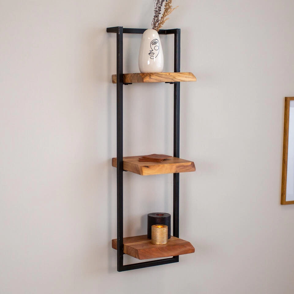 Wandplank Aberdeen 3 X 30 Cm - 25x30x100 Cm - Hout - Bruin - Afbeelding 2