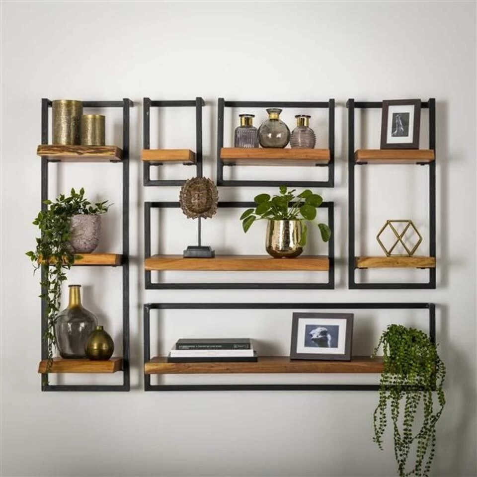 Wandplank Aberdeen 3 X 30 Cm - 25x30x100 Cm - Hout - Bruin - Afbeelding 3