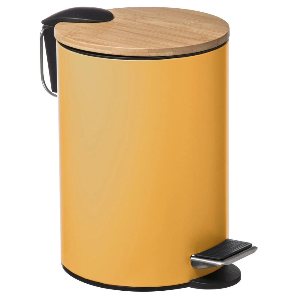 5Five Pedaalemmer - Geel - Metaal - 3 L - 24 Cm - Prullenbak