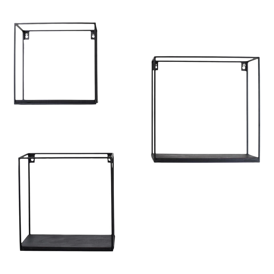 LOFT42 Wally Wandboxen – Zwart Mangohout - Set Van 3 - Metaal - Afbeelding 2