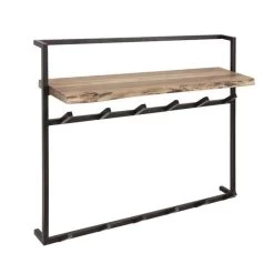 Industriële Kapstok Naomi 12 Haken Acaciahout Metaal 30x100x80 Cm Hout