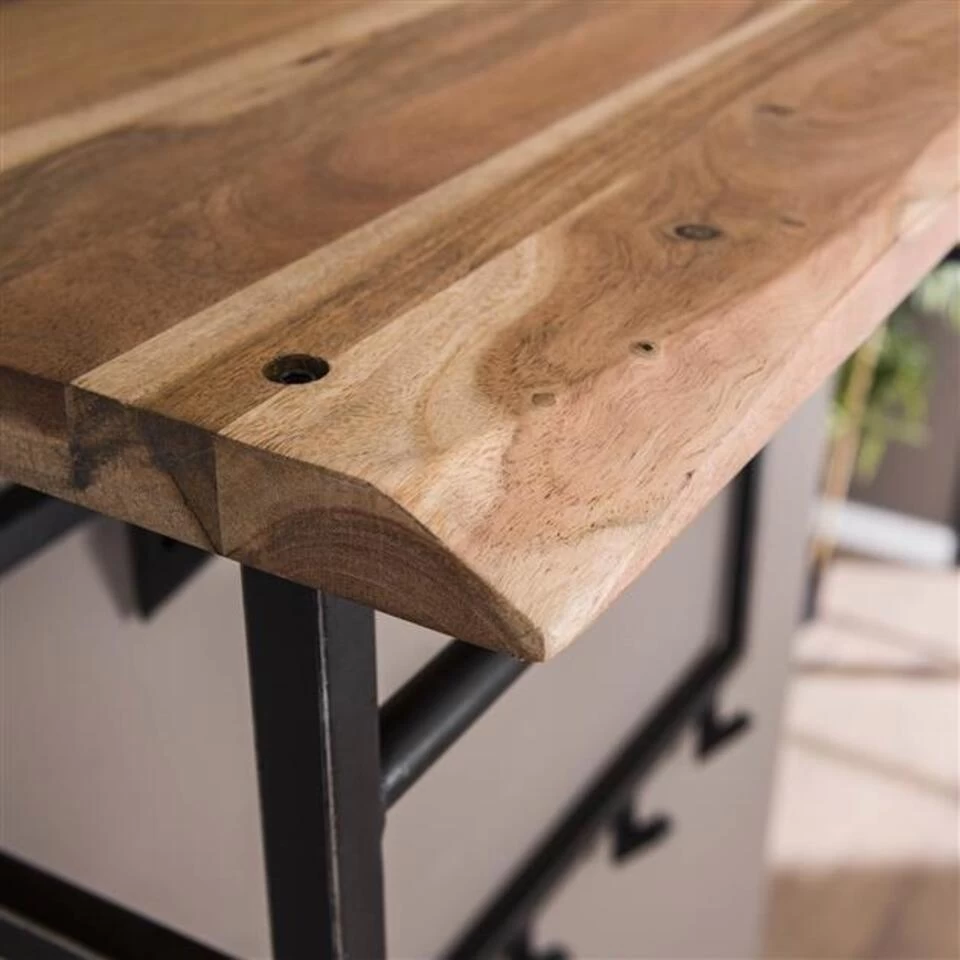 Industriële Kapstok Teun 12 Haken Acaciahout - 33x100x80 Cm - Hout - Bruin - Afbeelding 3