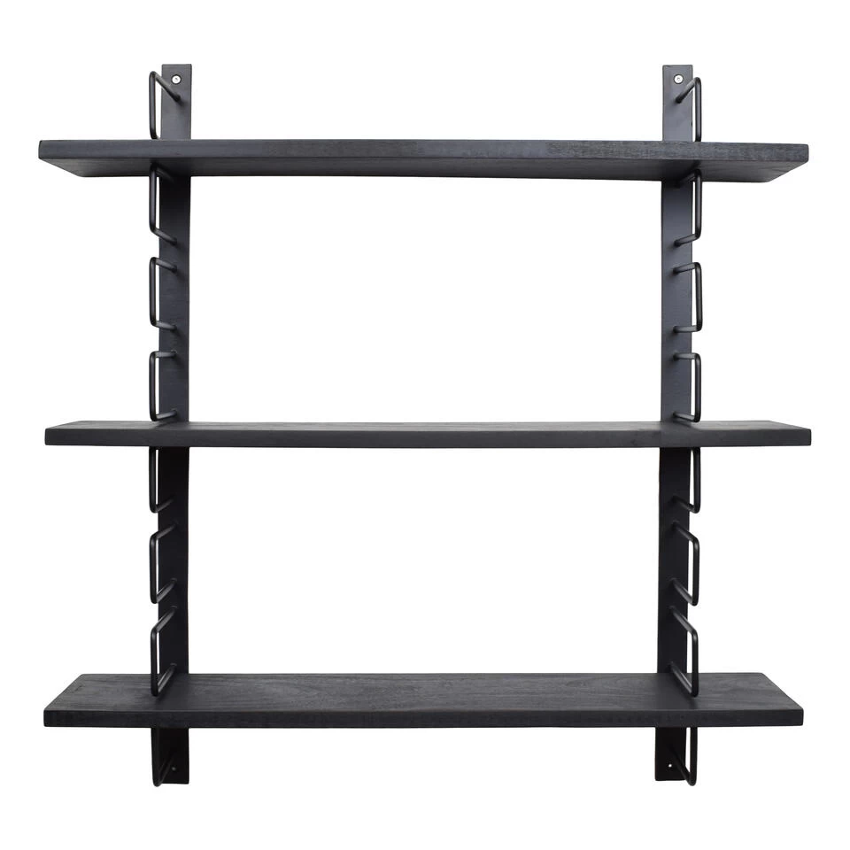 LOFT42 Wandrek Zwart - Mangohout – Metaal - 64x13x74 - Afbeelding 2