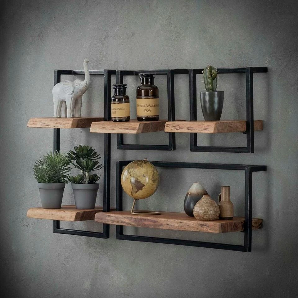 Woody Metaal Wandplank - Hout - Bruin - Afbeelding 4