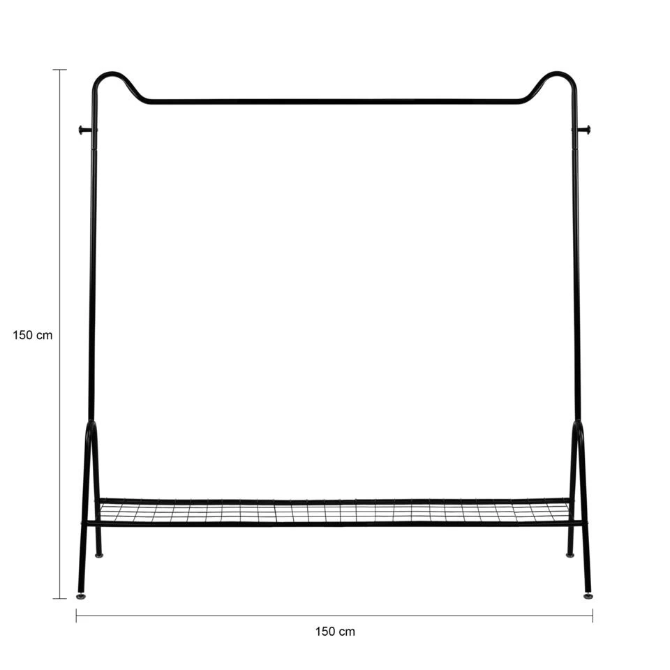 QUVIO Kledingrek Met Schoenen Opbergruimte - Metaal - Zwart - Afbeelding 3