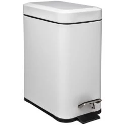 5Five - Prullenbak/pedaalemmer Wit Rvs Metaal 5 Liter - 14x29x30 Cm