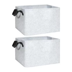 QUVIO Opbergmand Vilt - Grijs - Set Van 2