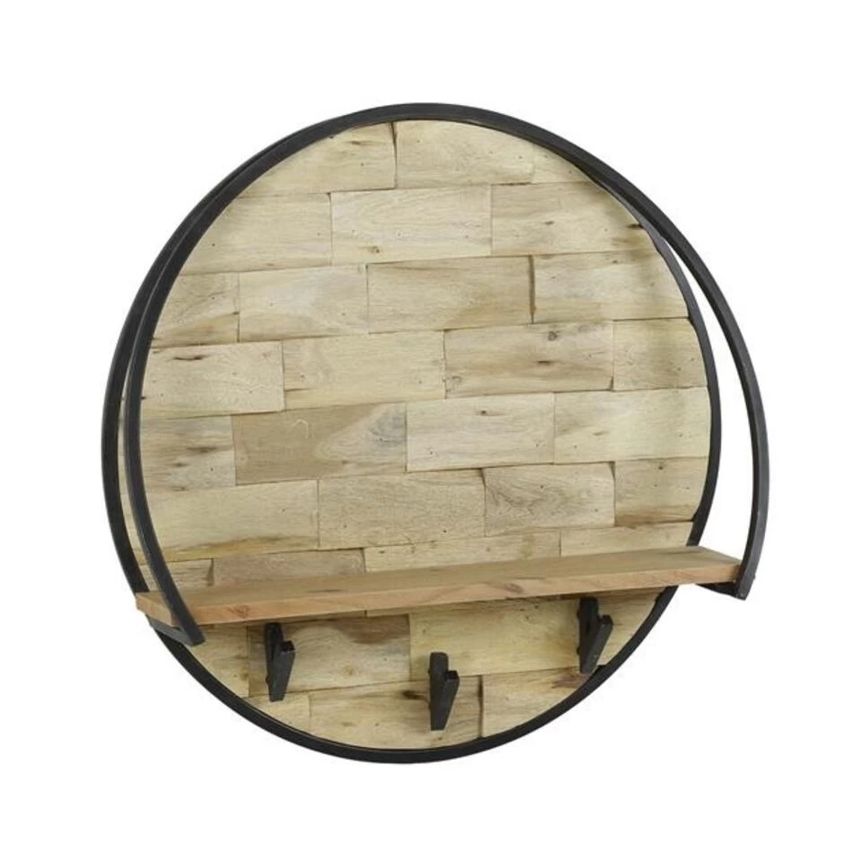 Industrieel Rond Wandrek Acaciahout Mill Ø60 Cm - 15x60x60 Cm - Hout - Bruin